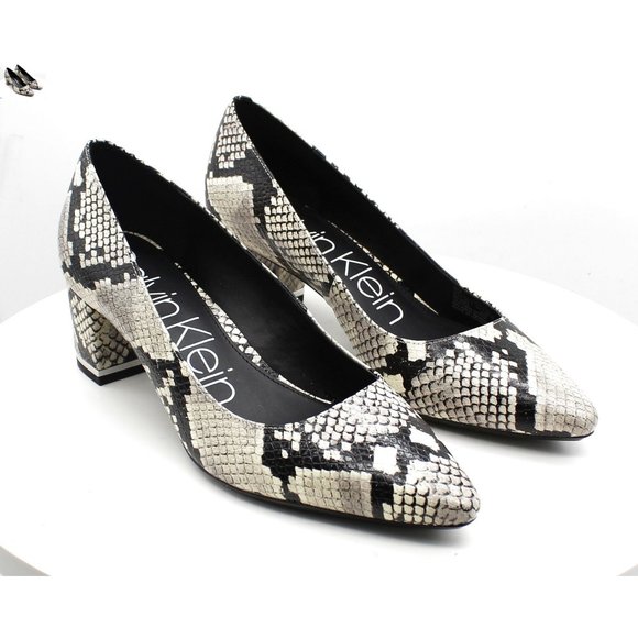 Calvin Klein Shoes - Calvin Klein Women's Pumps BLACK/WHITE - Black & White Snake-Embossed Pointed-To